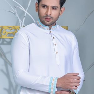 White Embroidery Panjabi/ Code 200
